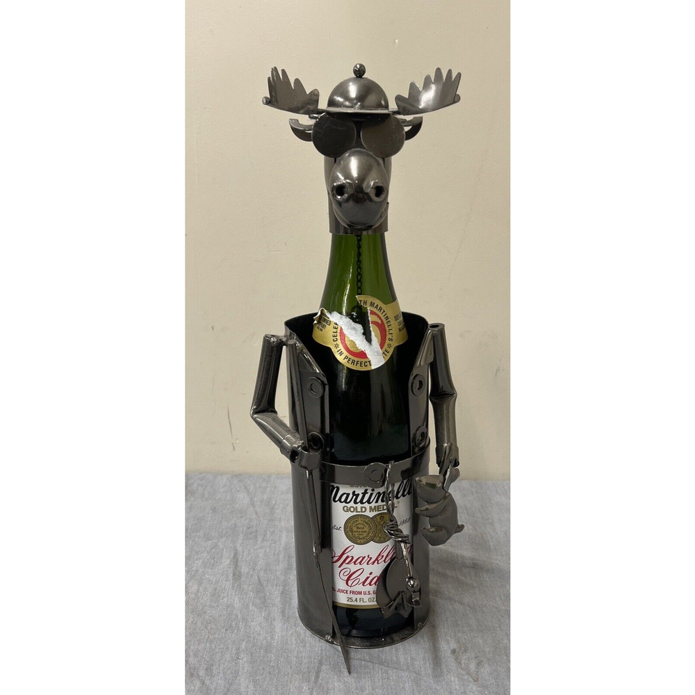 Pronto Innovations Metal Wine Holder Moose Hunter Bottle Caddy FS Bnfts Charity